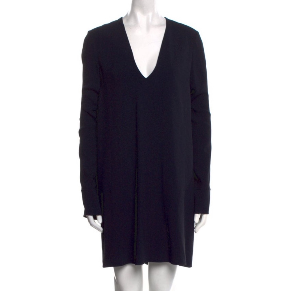 Vintage Helmut Lang Deep Navy Silk-Lined V-Neck Dress Size M